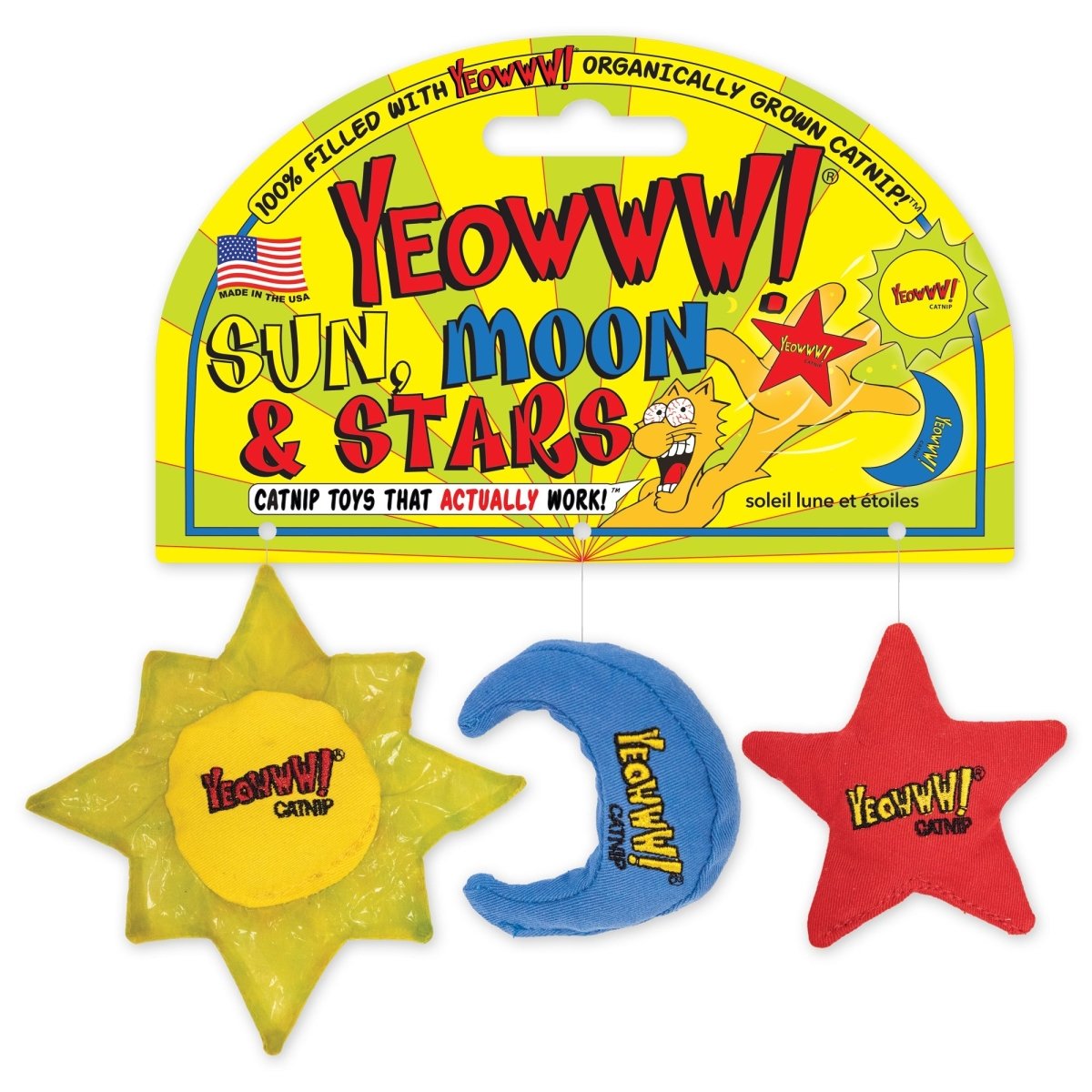 Yeowww Sun, Moon, Stars Catnip Cat Toys 3 pk - Pets Perfect