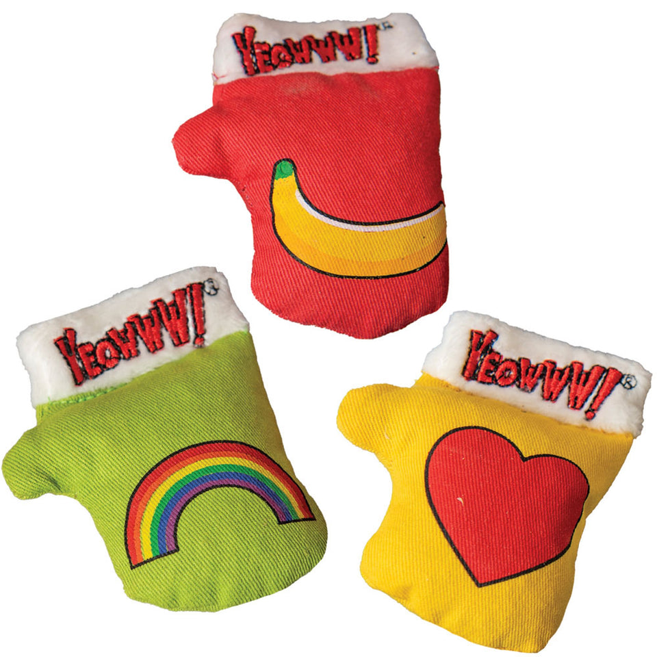 Yeowww Kitten Mittens Catnip Cat Toys, 3-Count