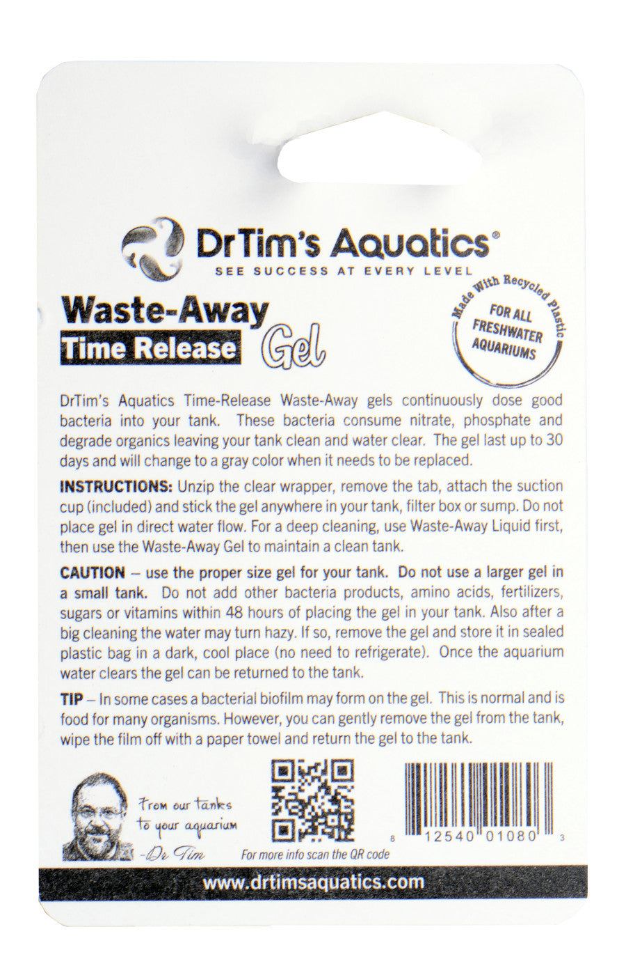 Dr. Tim's Aquatics Waste-Away Freshwater Time Release Gel Water Clarifier Small