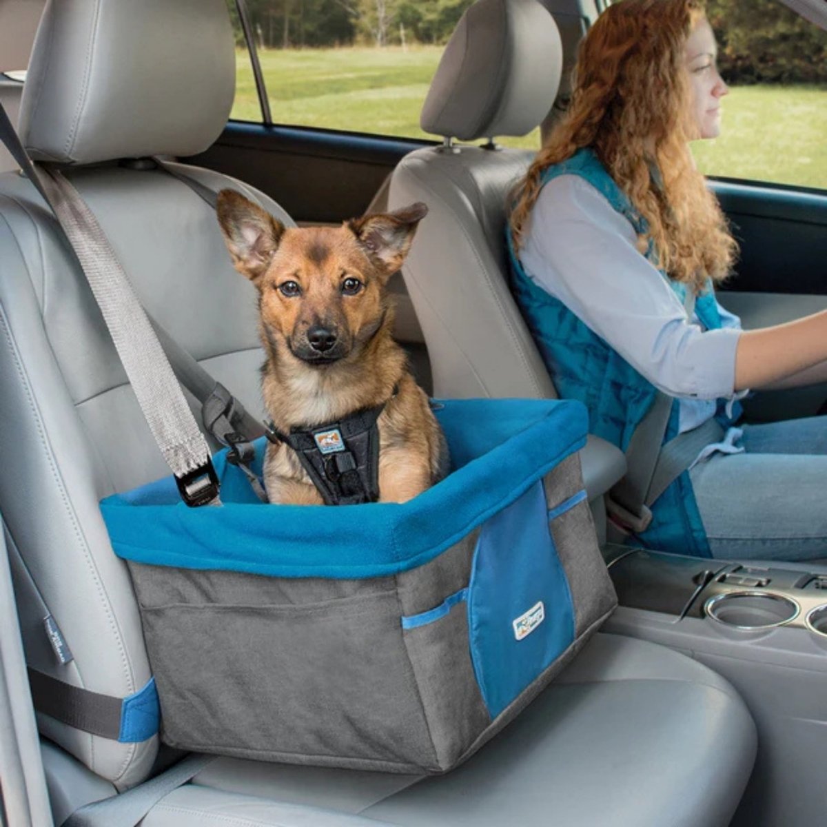 Kurgo Dog Booster Seat Heather Charcoal & Blue - Pets Perfect