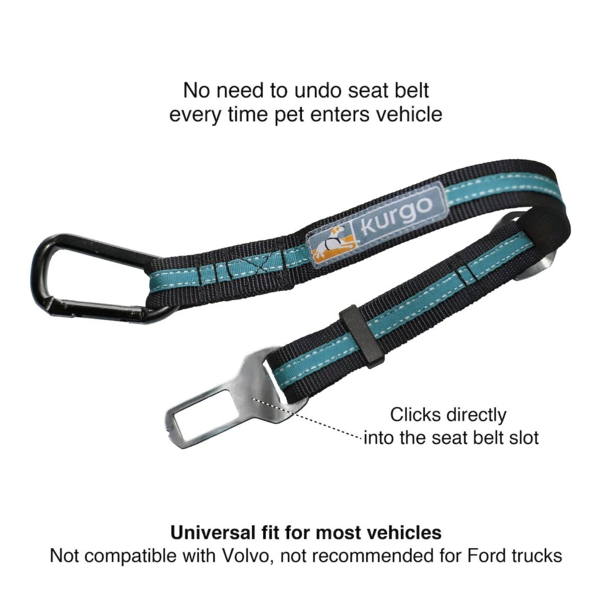 Kurgo Dog Seat Belt Tether Blue - Pets Perfect
