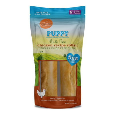 Canine Natural Hide Free Dog 7" Puppy Chicken Rolls 2 ct