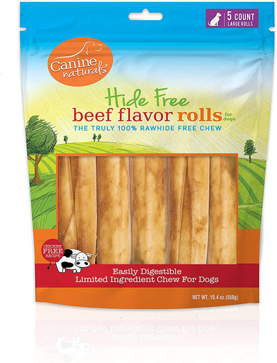 Canine Natural Hide Free 7 in Beef Large Roll, 5-Count