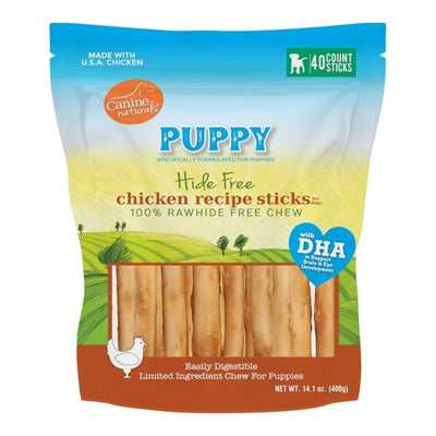 Canine Natural Hide Free Dog 5" Puppy Chicken Stick 40 ct