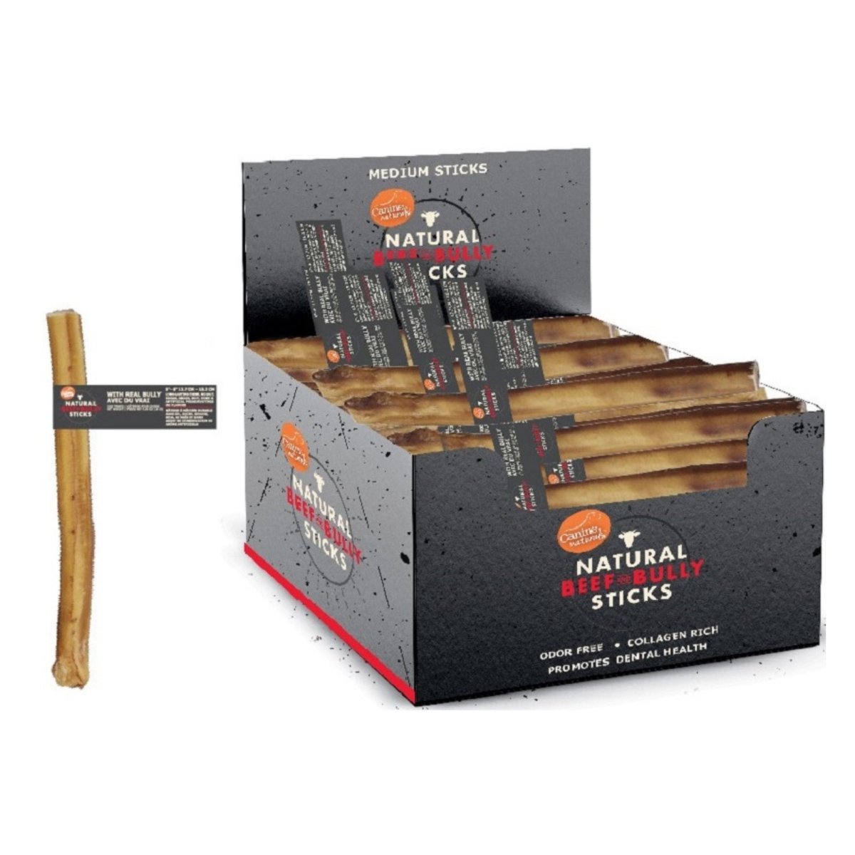 Canine Naturals – Long - Lasting Beef Bully Sticks Dog Chew 5" | Case of 48 - Pets Perfect