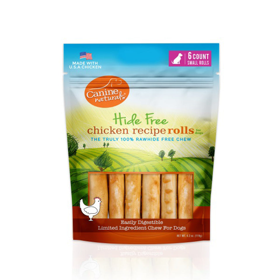Canine Natural Hide Free 2.5 in Chicken Mini Roll, 6-Count