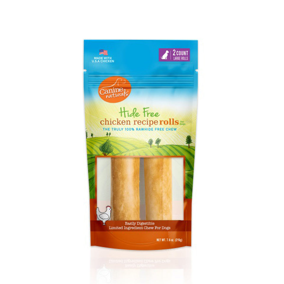 Canine Natural Hide Free 7 in Chicken Large Roll, 2-Count