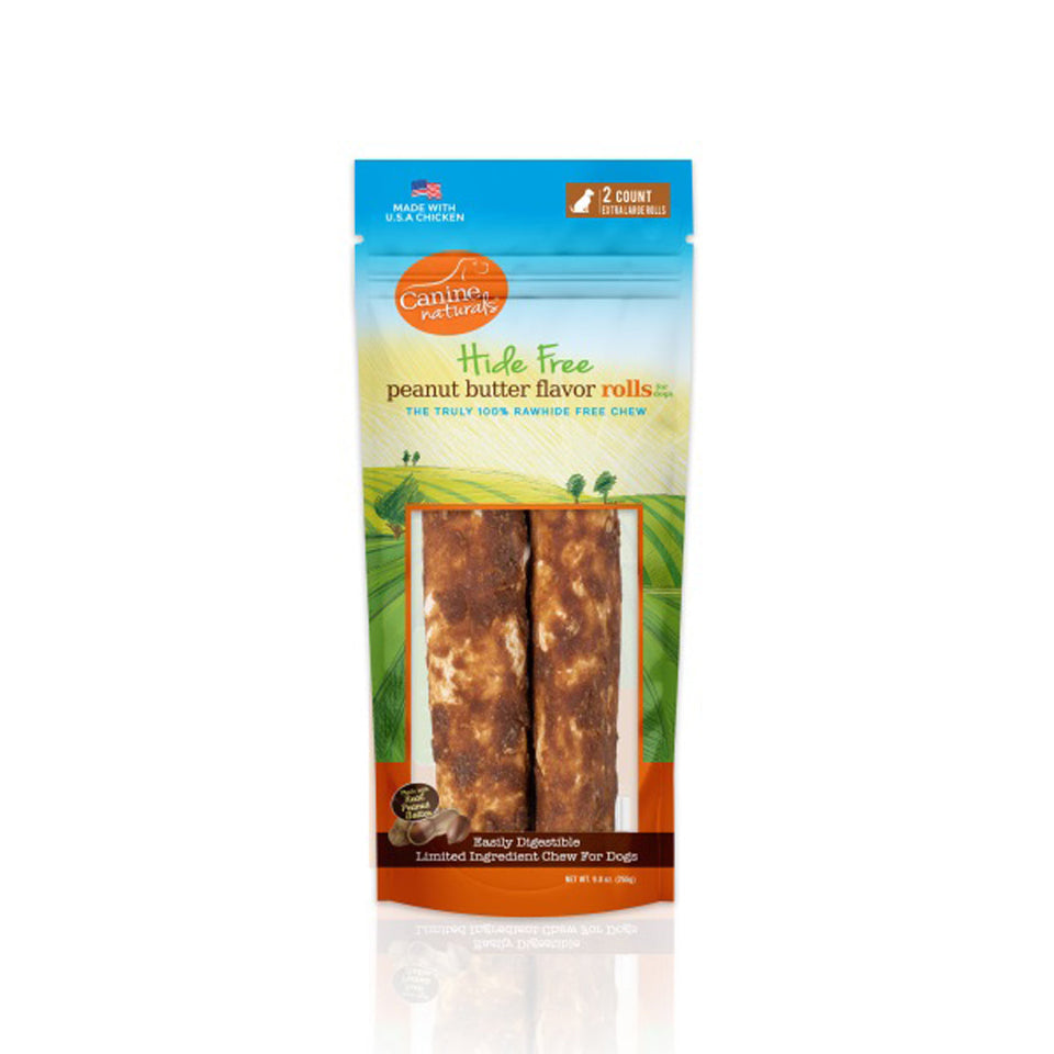 Canine Natural Hide Free 10 in Peanut Butter Extra Large Roll, 2-Count