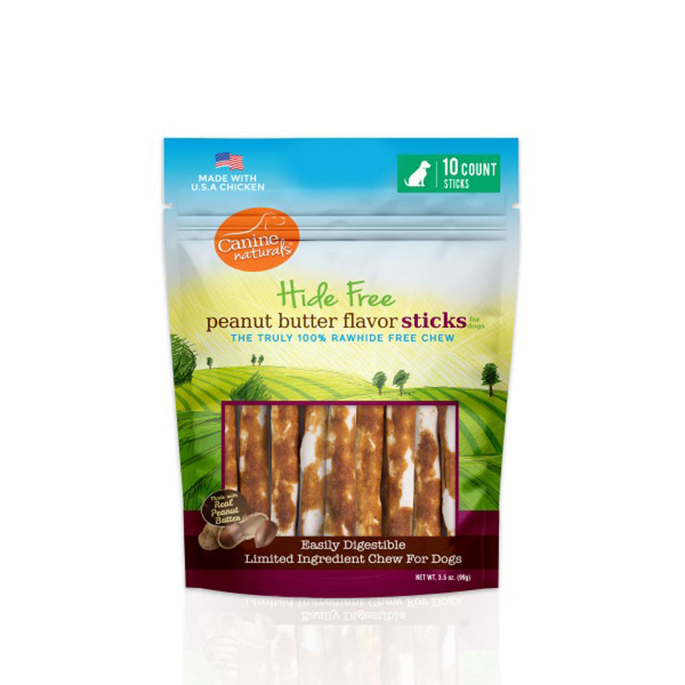Canine Naturals - Long-Lasting Peanut Butter Stick Dog Chew 5 in, 10-Count