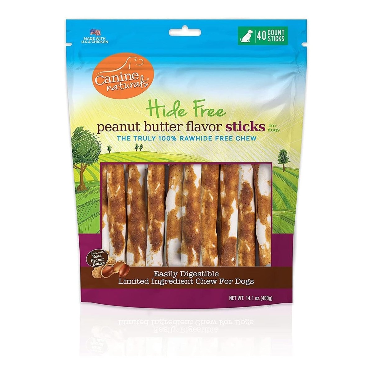 Canine Naturals – Long - Lasting Peanut Butter Stick Dog Chew 5" | 40 Count - Pets Perfect