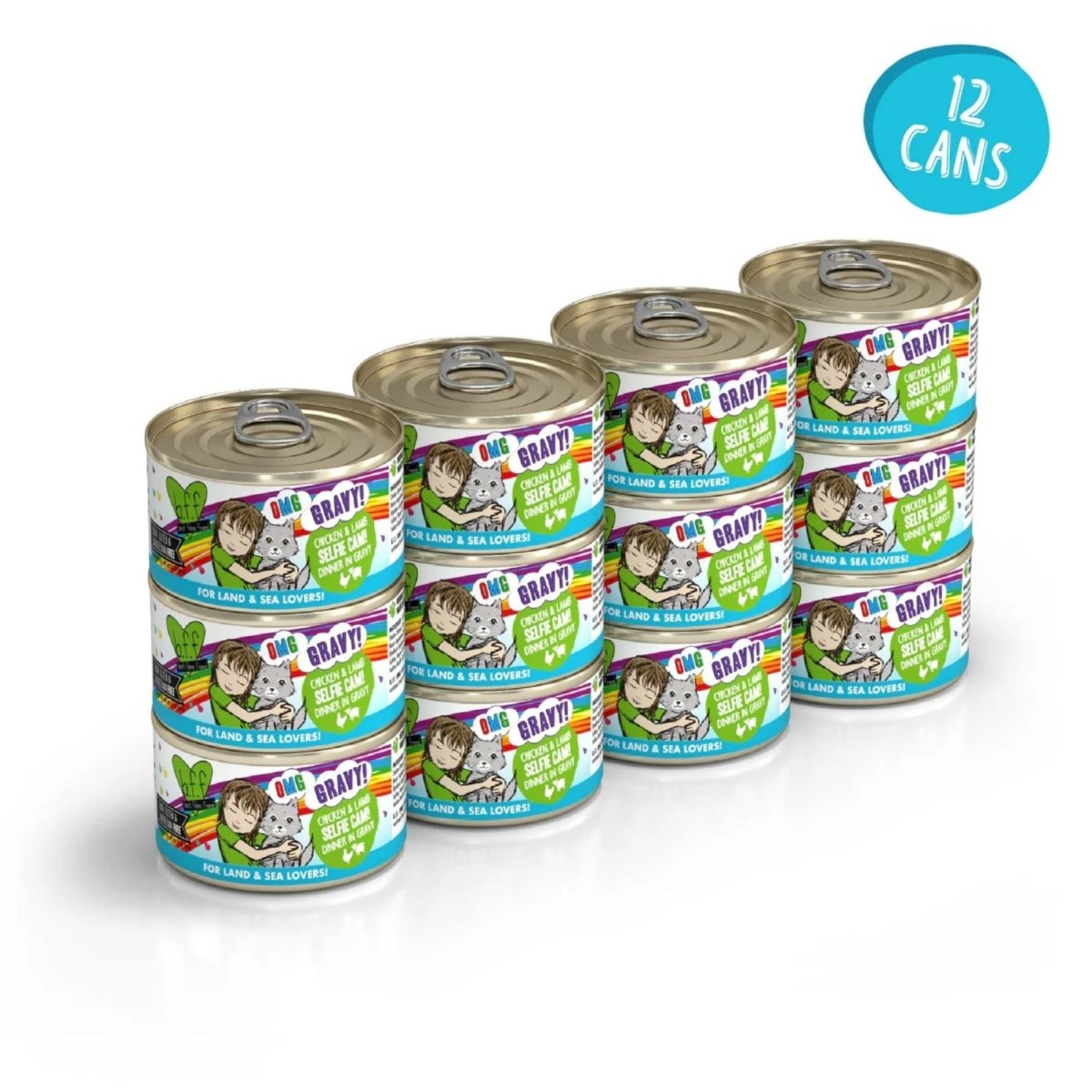 BFF Cat OMG Chicken & Lamb Selfie Cam! Chicken & Lamb Dinner in Gravy 2.8oz. (Case of 12) - Pets Perfect