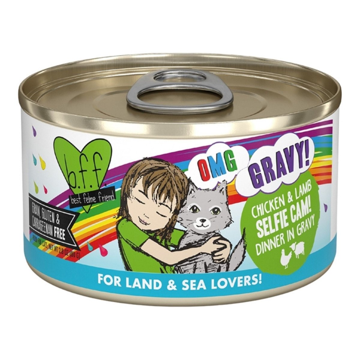 BFF Cat OMG Chicken & Lamb Selfie Cam! Chicken & Lamb Dinner in Gravy 2.8oz. (Case of 12) - Pets Perfect