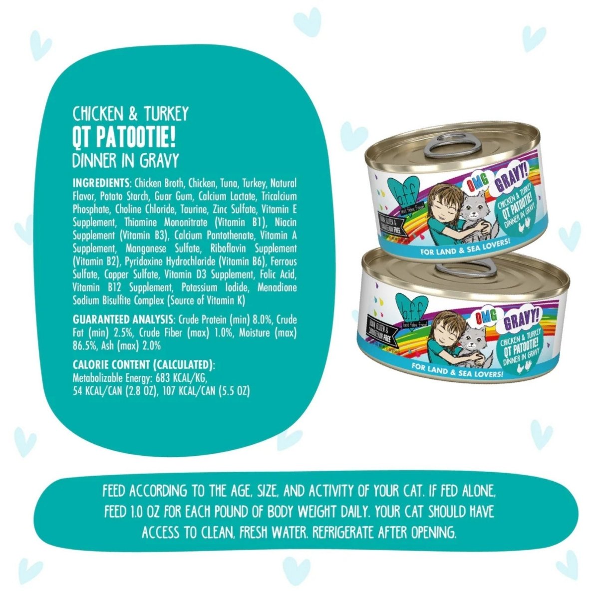 BFF Cat Omg Gravy Qt Patootie Chicken & Turkey 2.8oz. - (Case of 12) - Pets Perfect