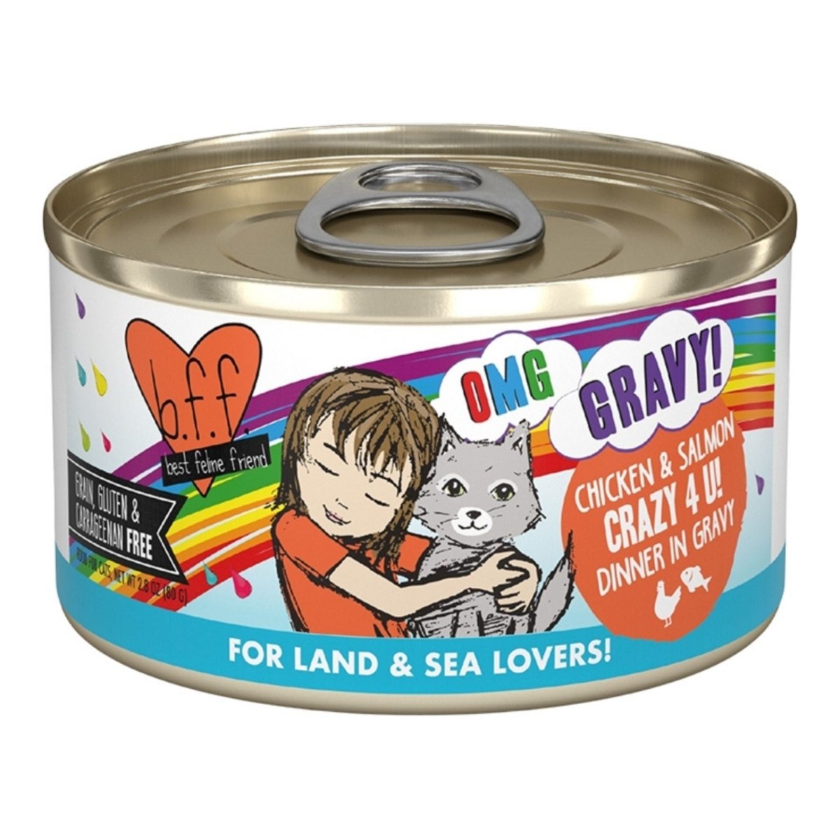 BFF Cat Omg Gravy Crazy 4 U Chicken & Salmon 2.8oz. - (Case of 12) - Pets Perfect