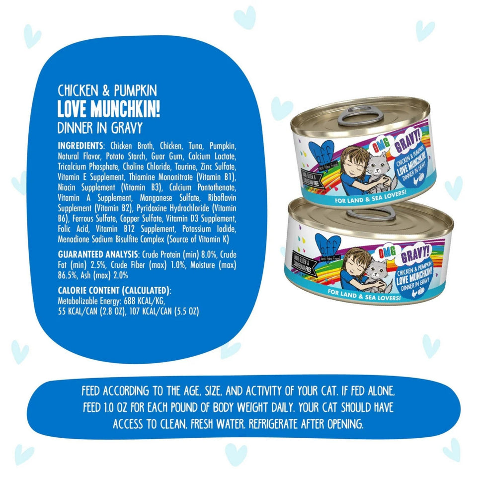 BFF Grain-Free Chicken & Pumpkin Wet Cat Food in Gravy, 2.8 oz, 12 ct