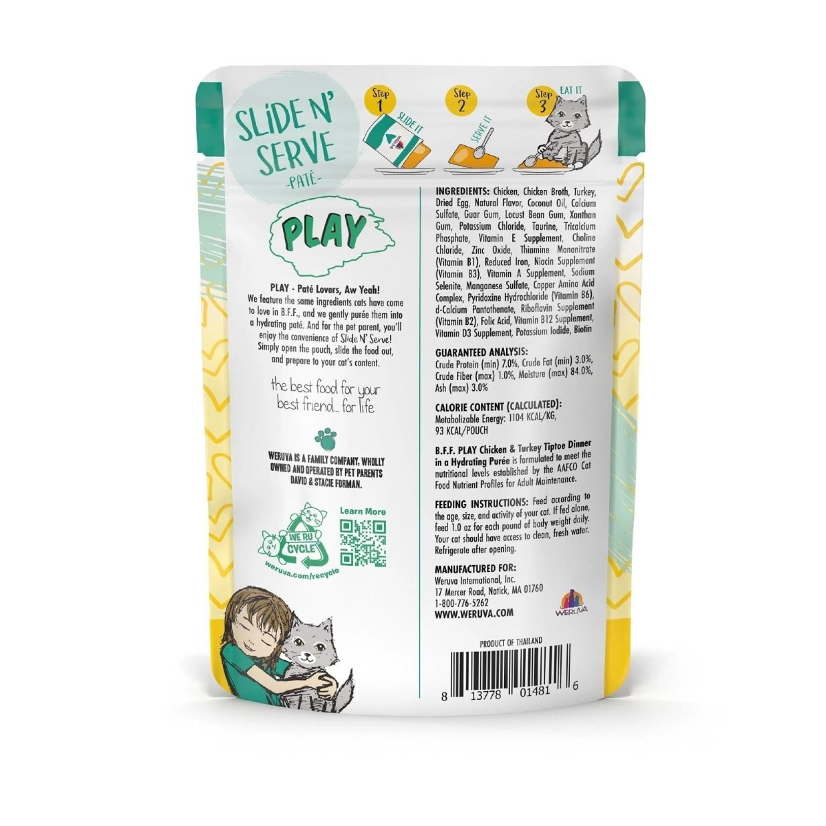BFF Cat Play Chicken and Turkey Tiptoe Dinner 3oz. Pouch (Case of 12) - Pets Perfect