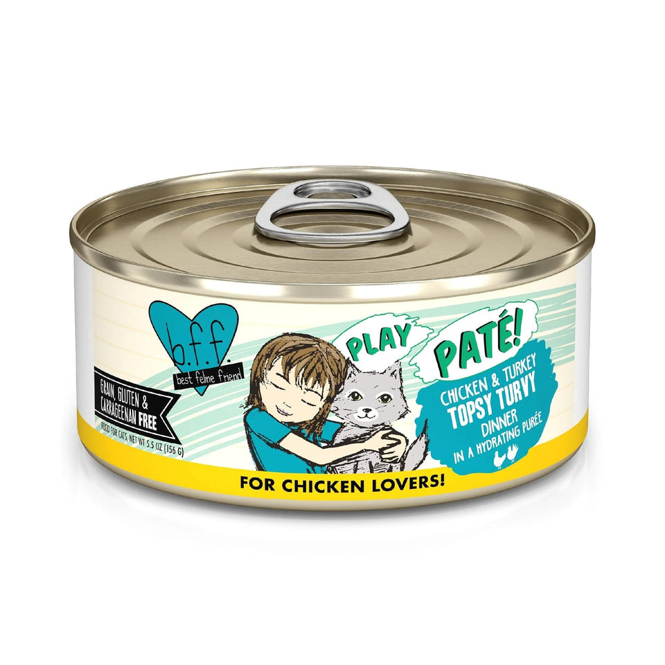 BFF Cat Play Chicken and Turkey Topsy Turvy Dinner 5.5 oz. 8 ct