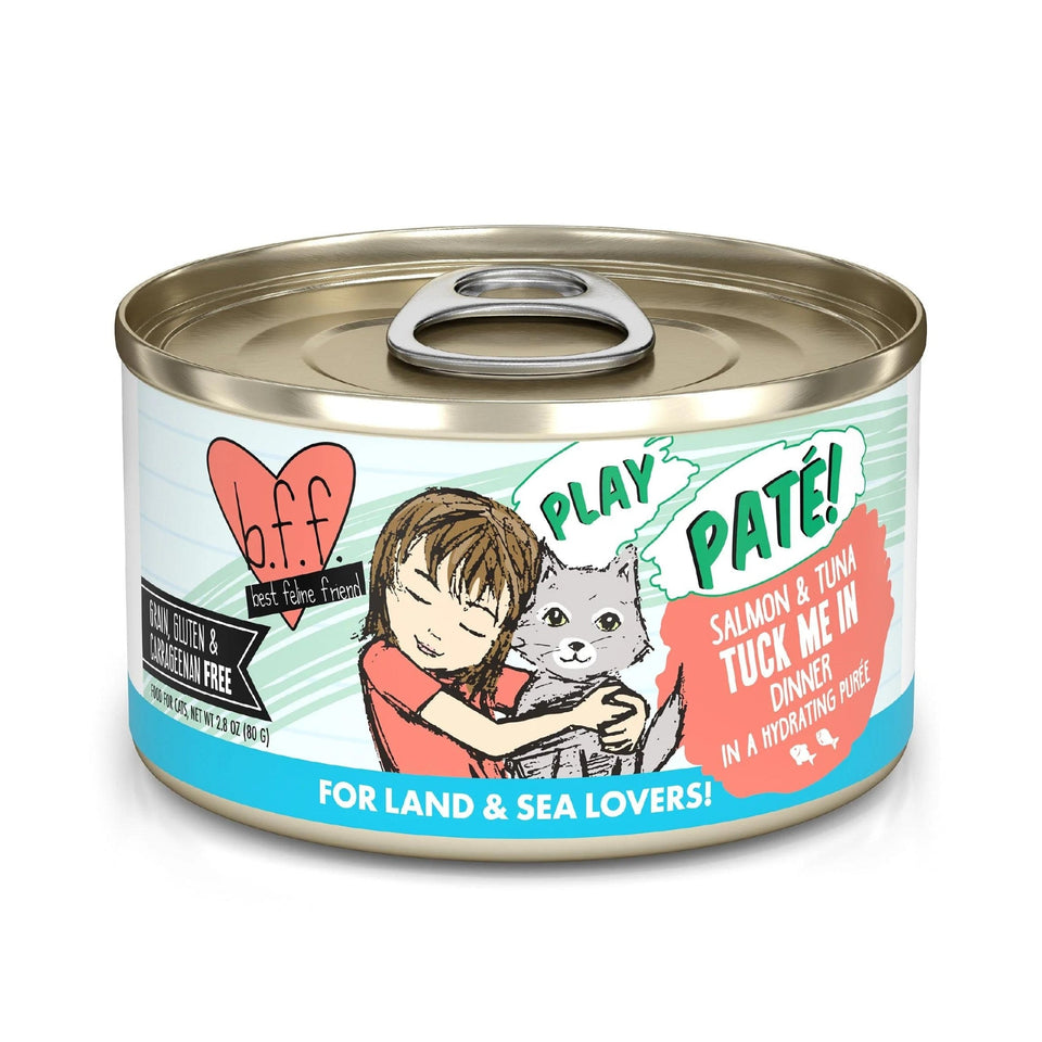 BFF Cat Play Salmon & Tuna Tuck Me in Dinner Wet Cat Food, 2.8 oz, 12 ct