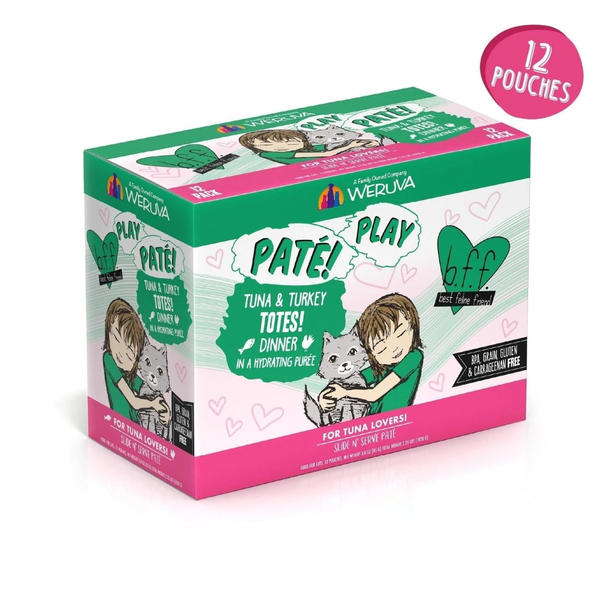 BFF Cat Play Tuna and Turkey Totes! Dinner 3oz. Pouch (Case of 12) - Pets Perfect