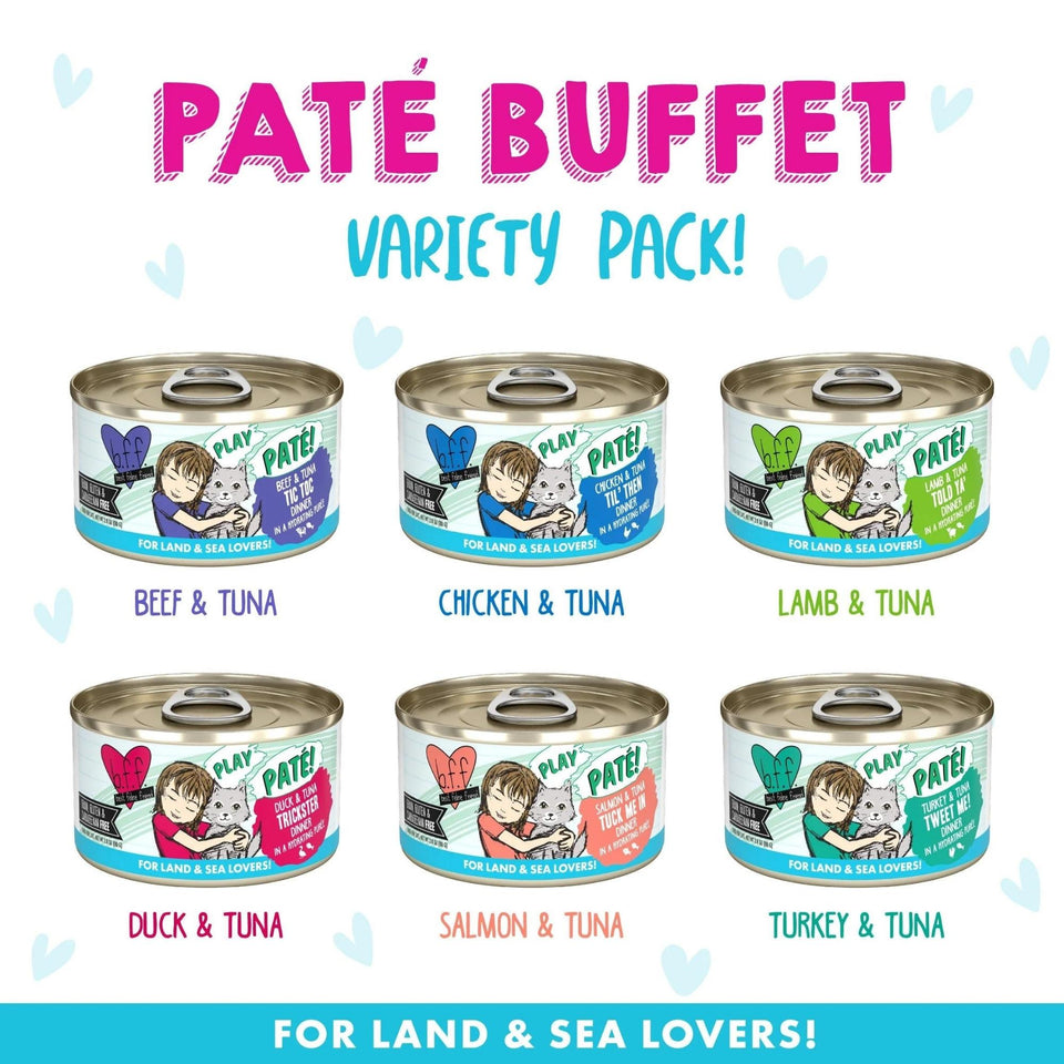 BFF Cat Play Pate Partay! Variety Pack Wet Cat Food, 3 oz, 12 ct