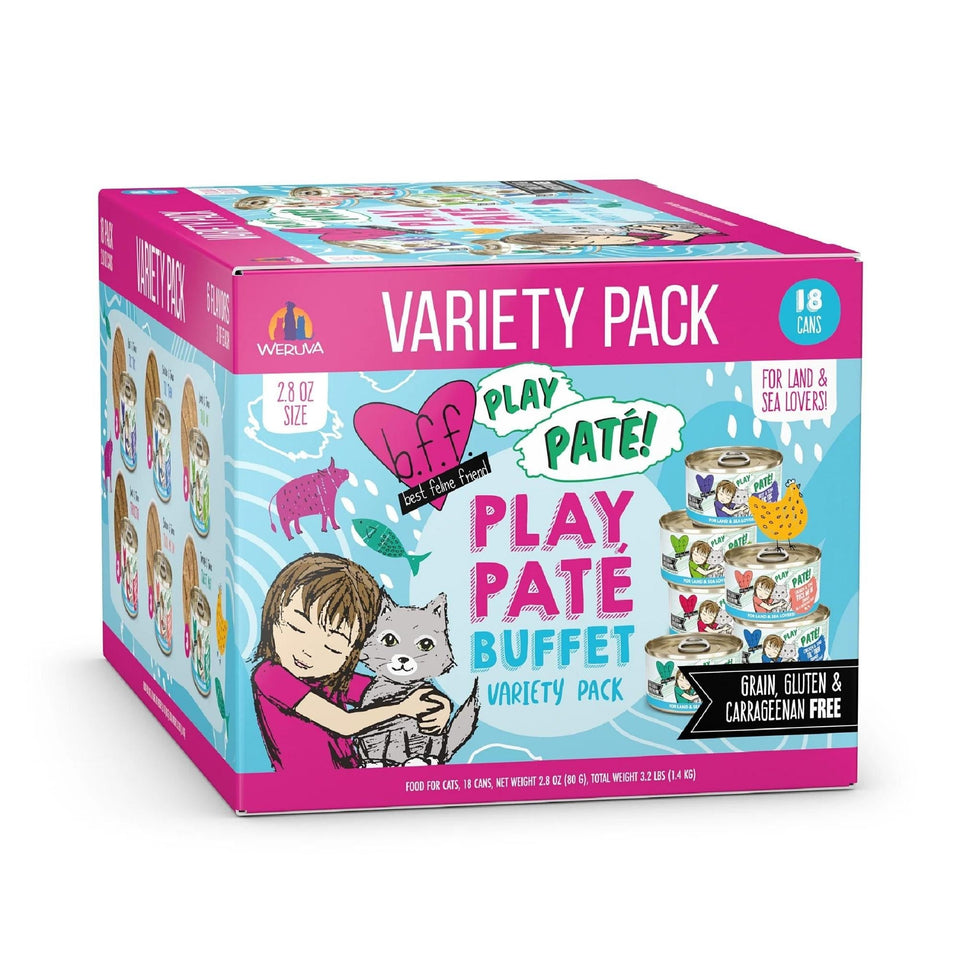 BFF Cat Play Pate Partay! Variety Pack Wet Cat Food, 3 oz, 12 ct