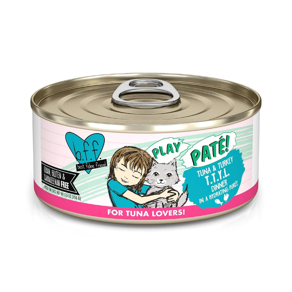 BFF Cat Play Tuna & Turkey TTYL Dinner Wet Cat Food, 5.5 oz, 8 ct