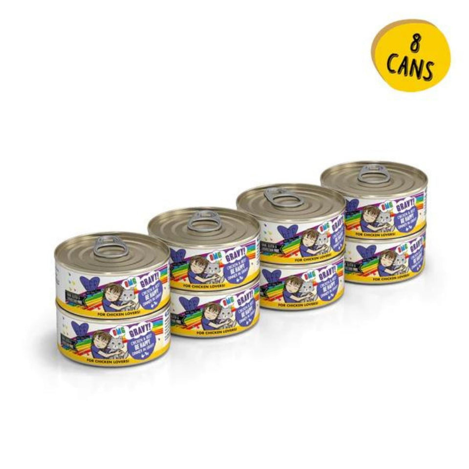 BFF Cat Omg Chicken and Beef Be Happy Dinner in Gravy 5.5 oz. 8 ct