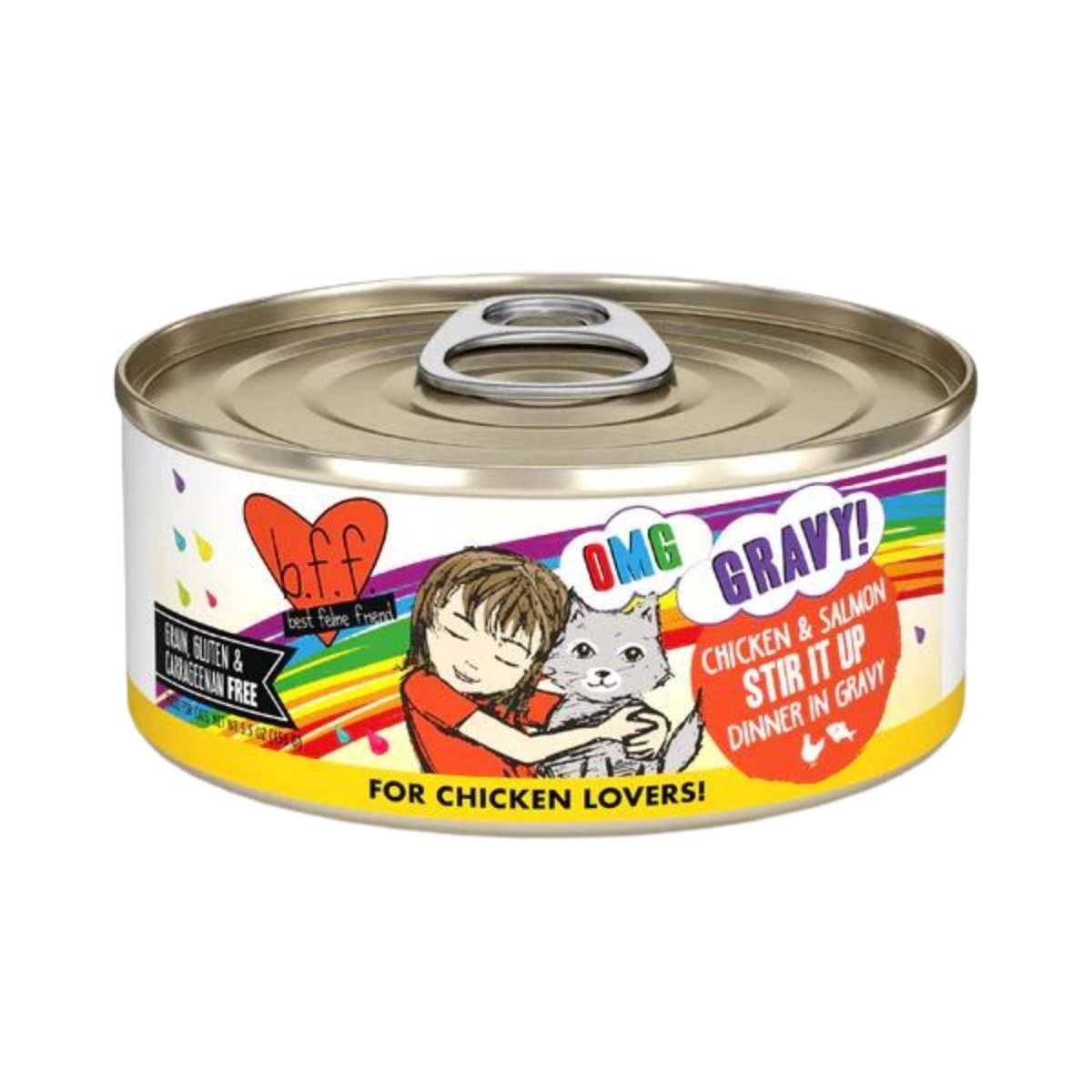 BFF Cat Omg Chicken and Salmon Stir It Up Dinner in Gravy 5.5oz. (Case Of 8) - Pets Perfect