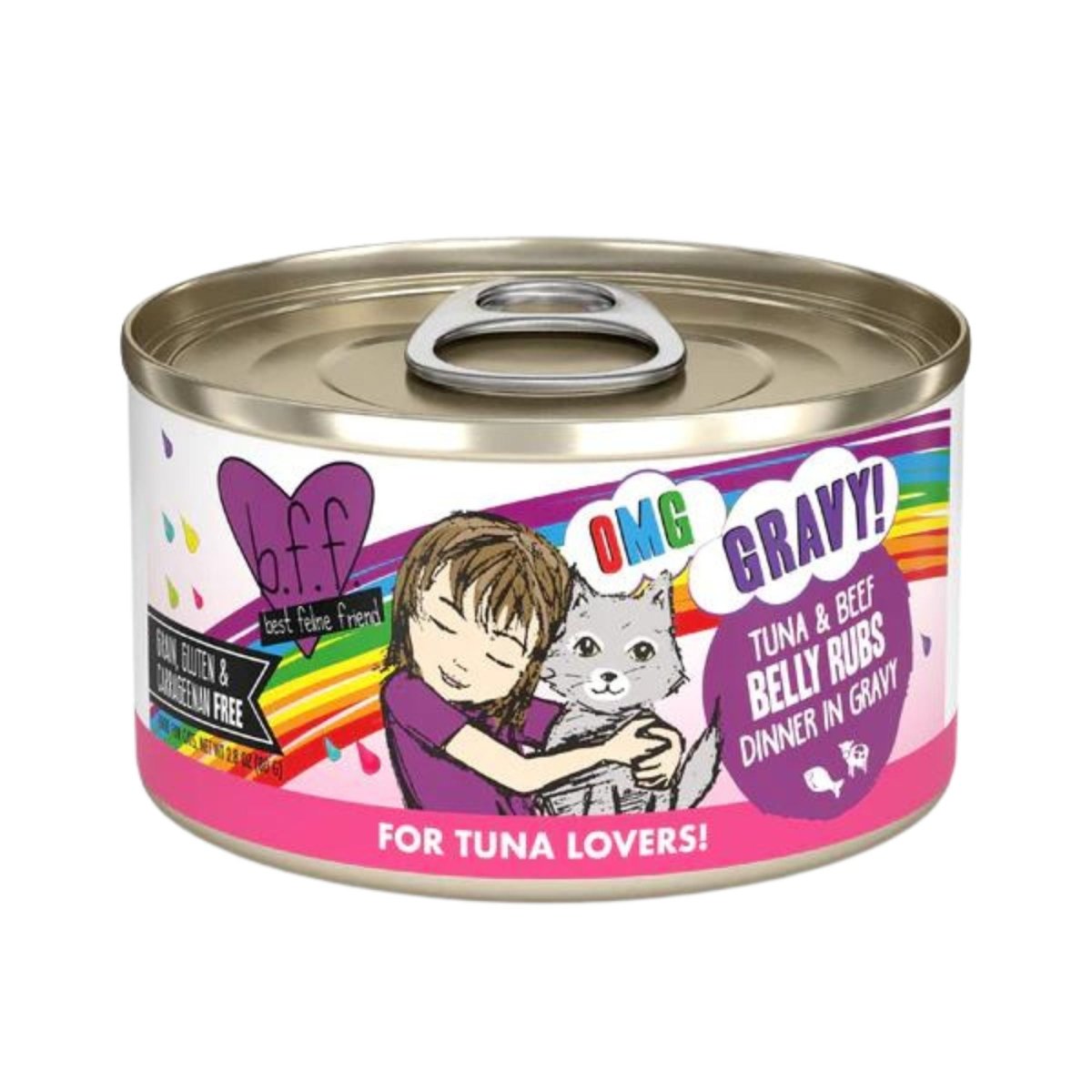 BFF Cat Omg Tuna and Beef Belly Rubs Dinner in Gravy 2.8oz. (Case of 12) - Pets Perfect