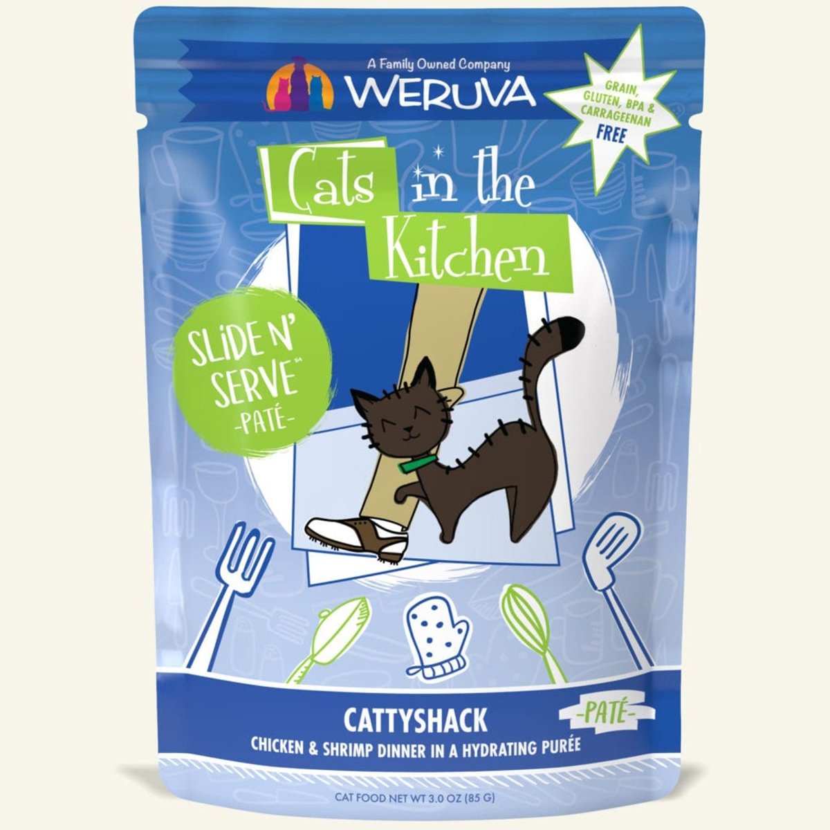 Cats In The Kitchen Slide N Serve Cattyshack Chicken and Shrimp Dinner 3oz. Pouch (Case of 12) - Pets Perfect