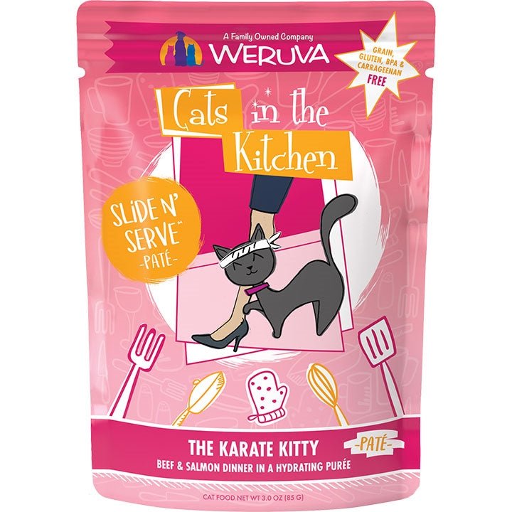 Cats in the Kitchen Slide N Serve The Karate Kitty Beef and Salmon Dinner 3oz. (Case of 12) - Pets Perfect