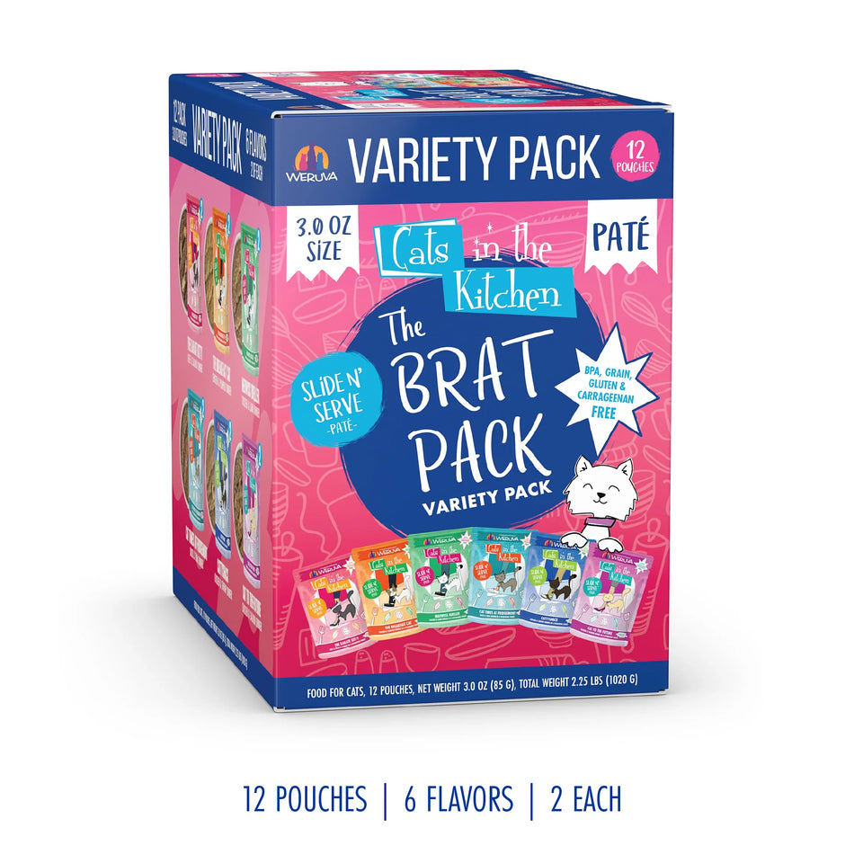 Cats in the Kitchen Slide N' Serve Pate Brat Pack Wet Cat Food - Variety Pack, 3 oz, 12 ct
