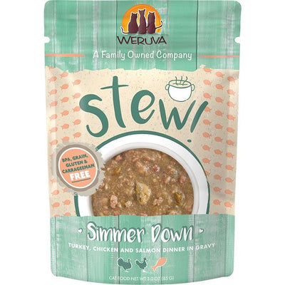Weruva Simmer Down Turkey, Chicken and Salmon Stew Wet Cat Food 3 oz