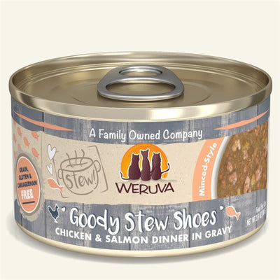 Weruva Goody Stew Shoes Chicken and Salmon Stew Wet Cat Food 2.8 oz 12