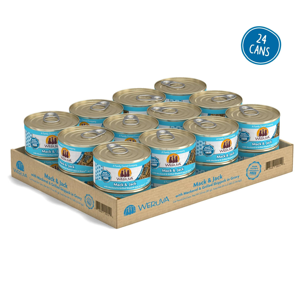Weruva Cat Mack and Jack with Mackerel and Grilled Skipjack in Gravy, 5.5 oz each, Case of 12