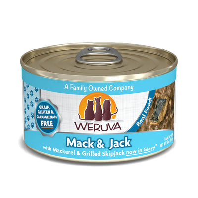 Weruva Cat Mack and Jack with Mackerel and Grilled Skipjack in Gravy, 5.5 oz each, Case of 12