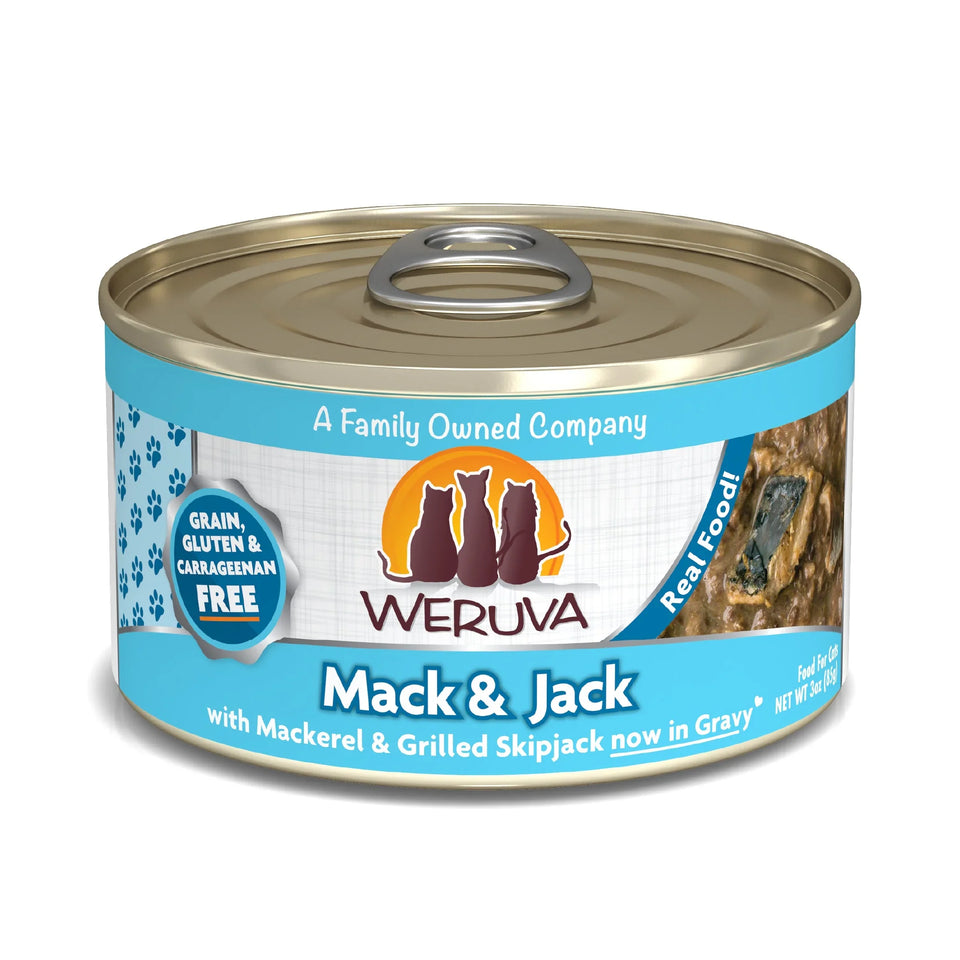 Weruva Cat Mack and Jack with Mackerel and Grilled Skipjack in Gravy, 5.5 oz each, Case of 12