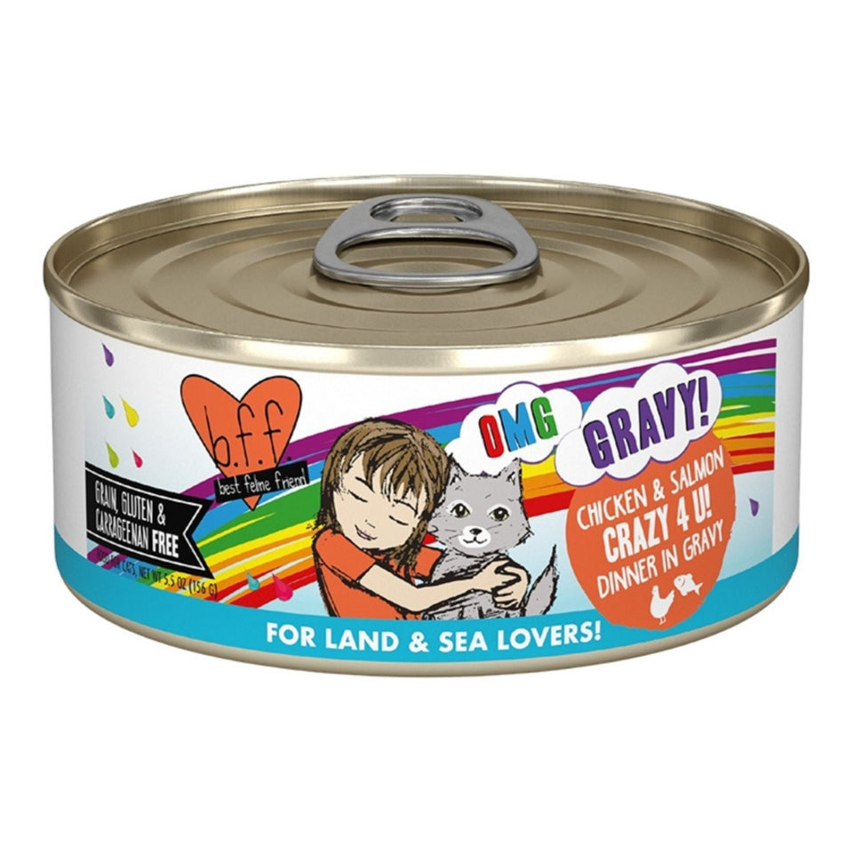BFF Cat Omg Gravy Crazy 4 U Chicken & Salmon 5.5oz. - (Case of 8)