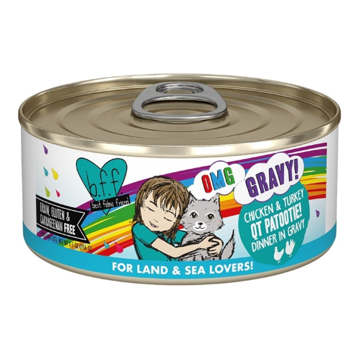 BFF Cat Omg Gravy Qt Patootie Chicken & Turkey 5.5oz. - (Case of 8) - Pets Perfect