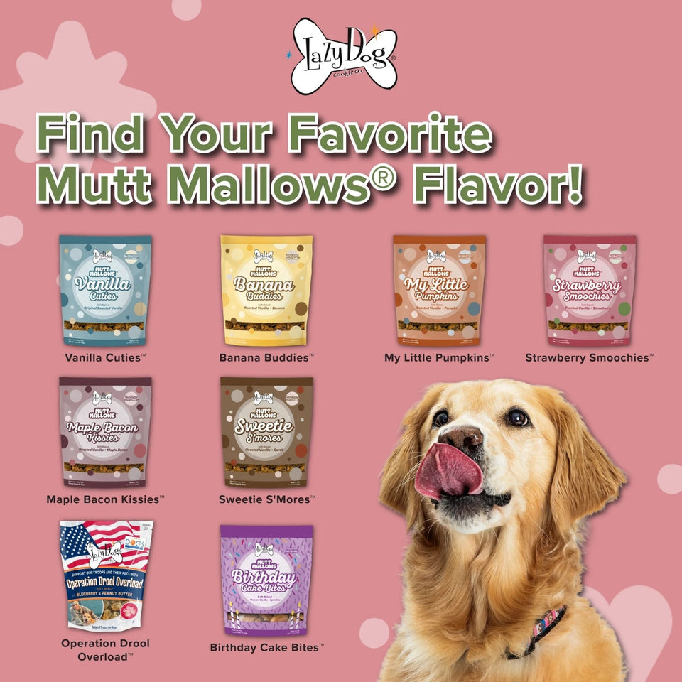 Lazy Dog Mutt Mallows Strawberry Smoochies Dog Treat 5oz. (Case of 3)