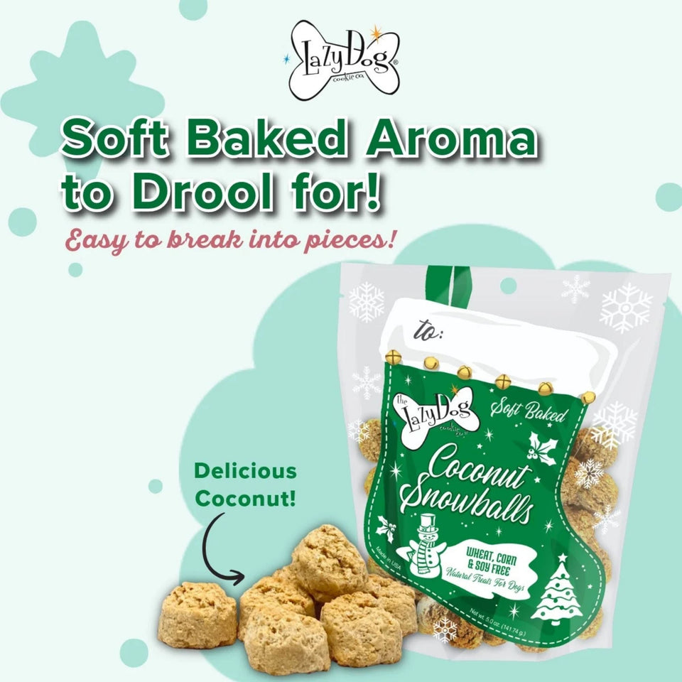 Lazy Dog Holiday Coconut Snowball Dog Treat 5oz.