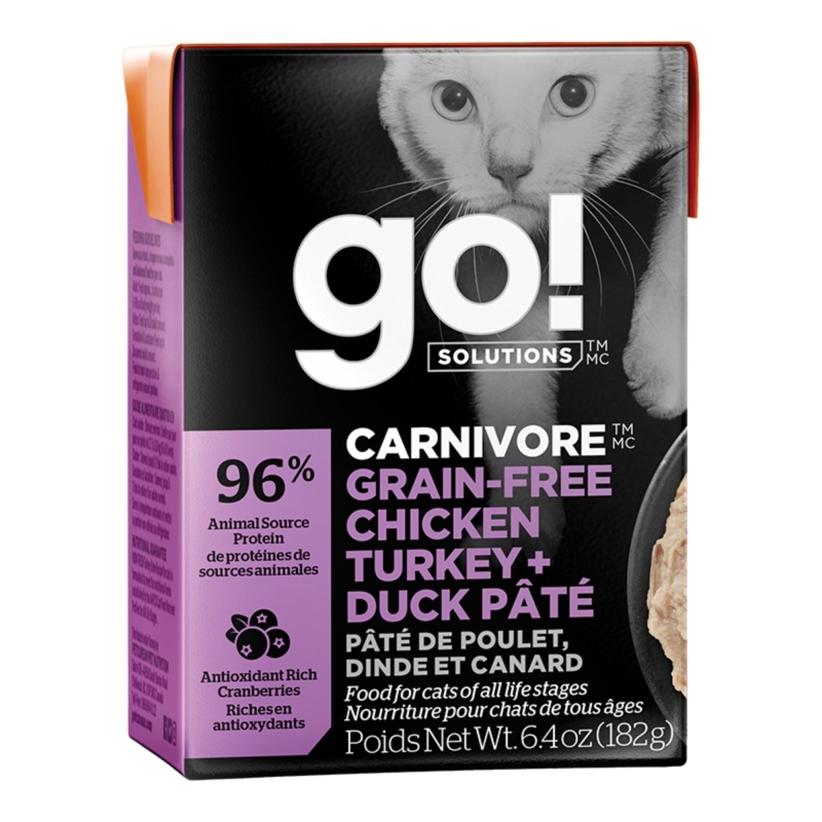 Go! Cat Carnivore Grain Free Pate Chicken, Turkey & Duck 6.4oz. (Case of 24) - Pets Perfect
