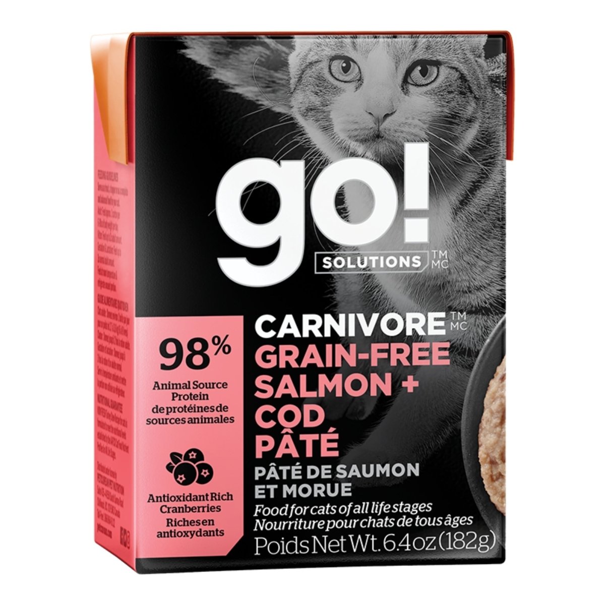 Go! Cat Carnivore Grain Free Pate Salmon & Cod 6.4oz. (Case of 24) - Pets Perfect