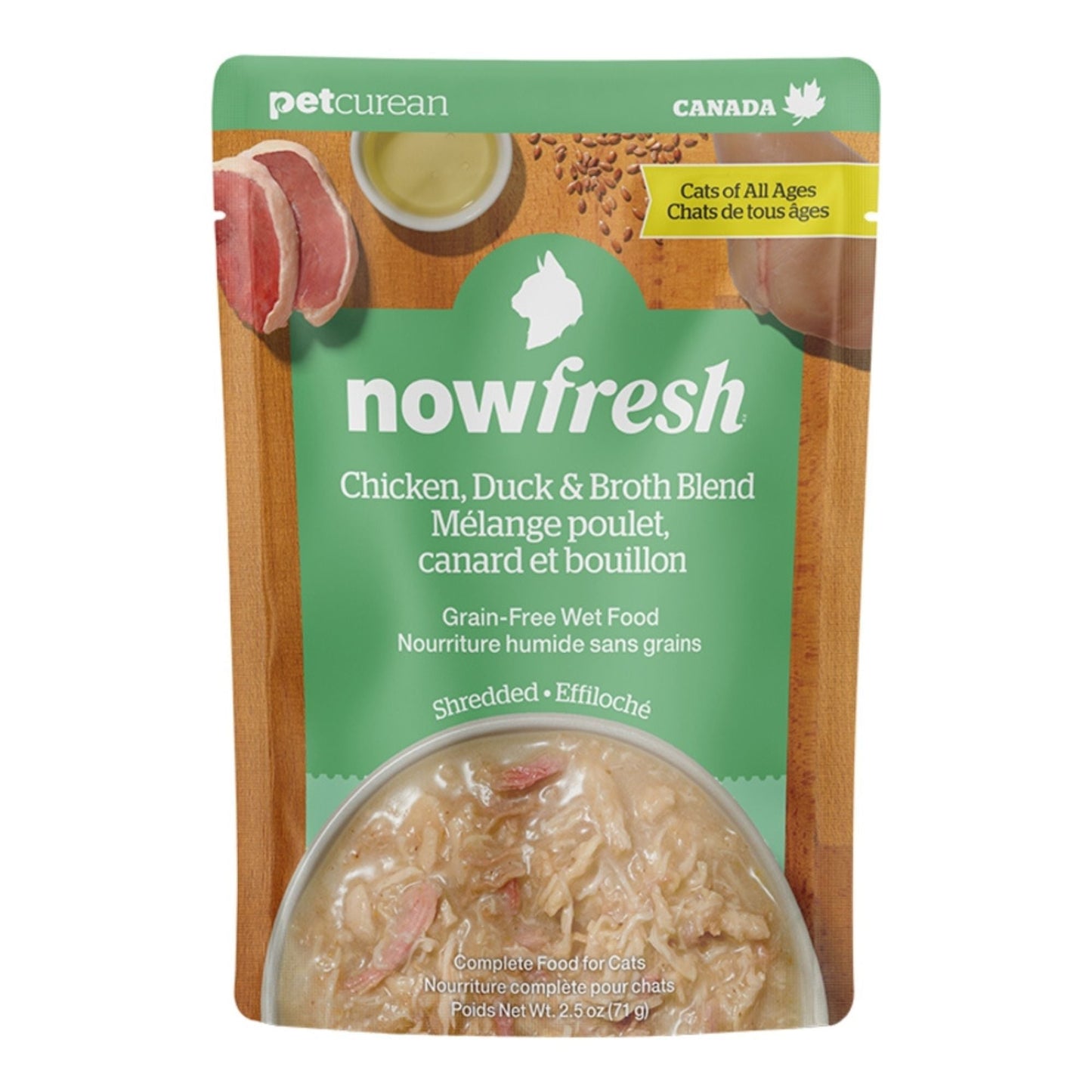 Now Fresh Cat GF Shredded Chicken + Duck Broth Blends 2.5 oz. 24 ct