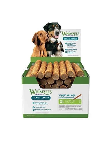 Whimzees Bulk Box Veggie Sausage X-Large, 30-Count