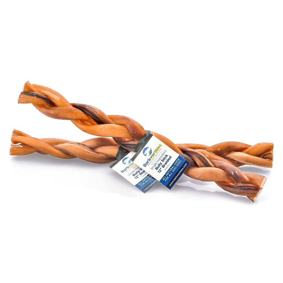 Barkworthies Naturally Scented Braided Bully Stick 12 in, 15 ct