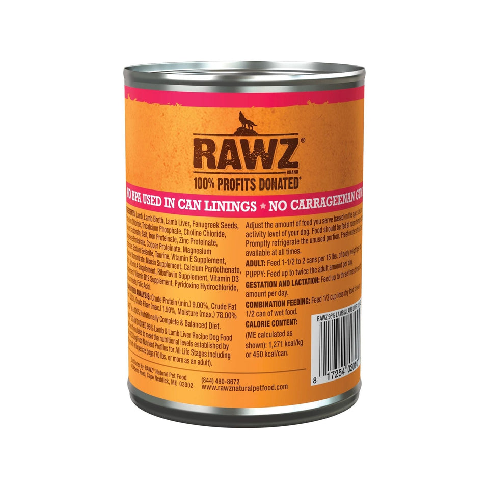 Rawz Dog 96% Lamb Lamb Liver Pate 12.5oz. (Case of 12)