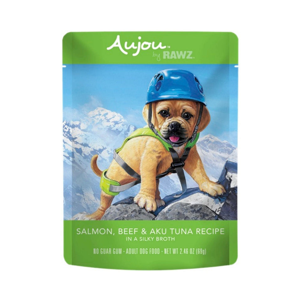 Rawz Aujou Dog Pouch Salmn Beef Tuna 2.4oz. (Case of 8)