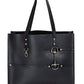 AWST Int'l Snaffle Bit Leather Tote Bag- Black with silver hardware and long handles, sleek leather design for stylish everyday use
