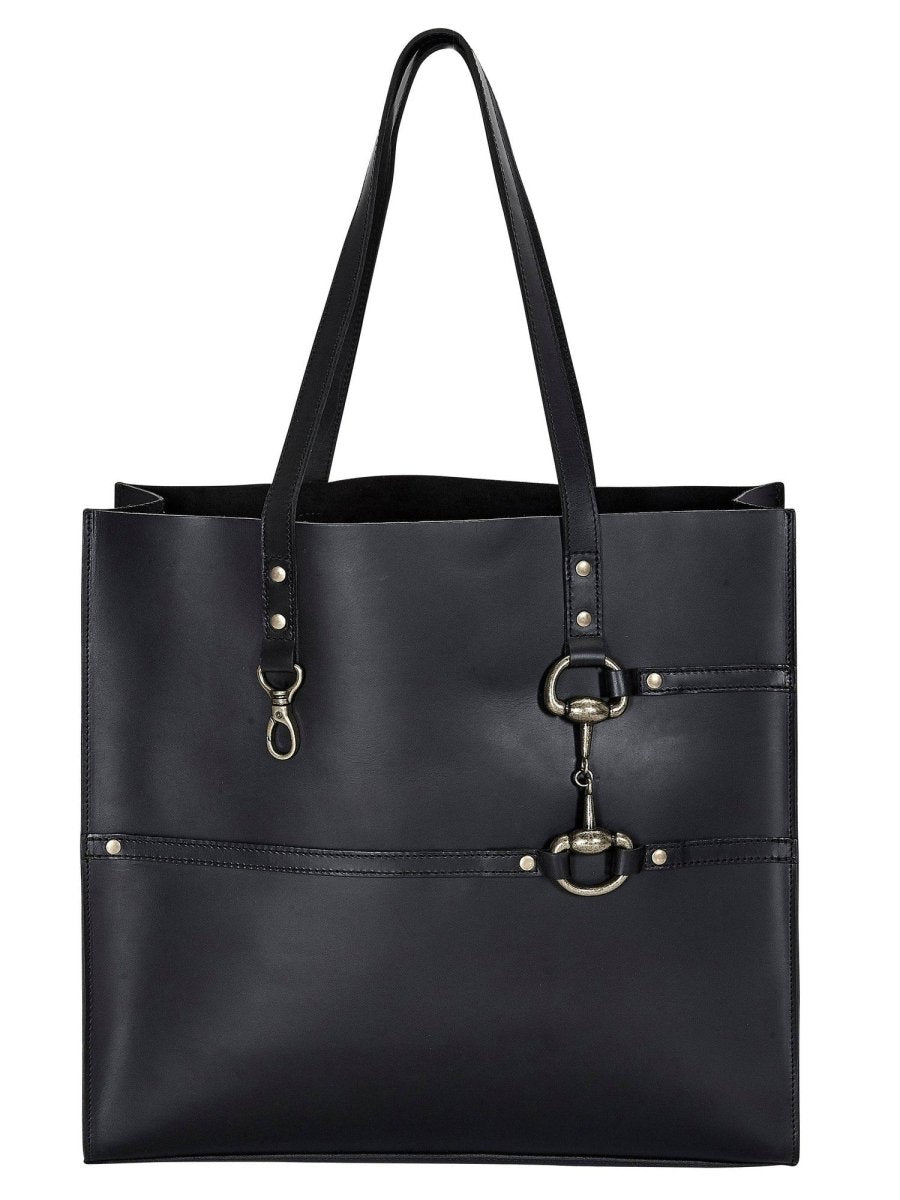 AWST Int'l Snaffle Bit Leather Tote Bag- Black, view 2